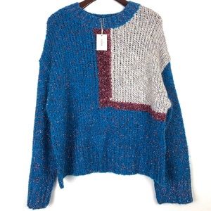 Prima Nordstrom Color Block Metallic Sweater M